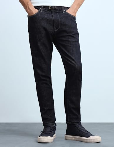 Image of Flying Machine Men's Slim Tapered Fit Jeans| Solid | Mid Rise | Stretchable | Jeans for Man