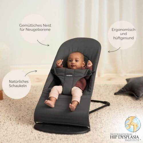 BabyBjörn Babywippe Balance Soft, Gewebt/Jersey, Tri-Fabric, Dunkelgrau