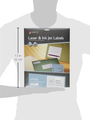 MACO Laser/Ink Jet White Return Address Labels, 1/2" x 1-3/4", 80 per Sheet, 2000 per Pack (ML-8025) - Image 8