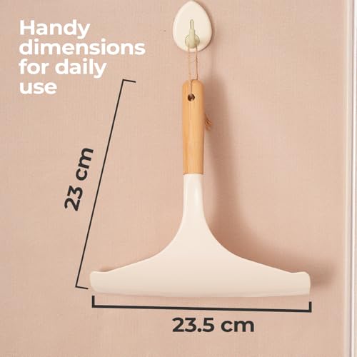 Image of Lifelong Silicone Wiper with Wooden Handle | Kitchen, Bathroom, Dining Tables, Car Windows Cleaning Tool | Instant Dry Surface Squeegee | Superior Water Removal Glass Tile Cleaner