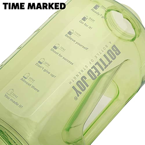 Image of Plastic 2.5 Liter Motivational Sports Gym Bottle Daily Water Intake With Time Markings Bpa-Free. Leak Proof For Adults For Gym, Travel And Office(Green)