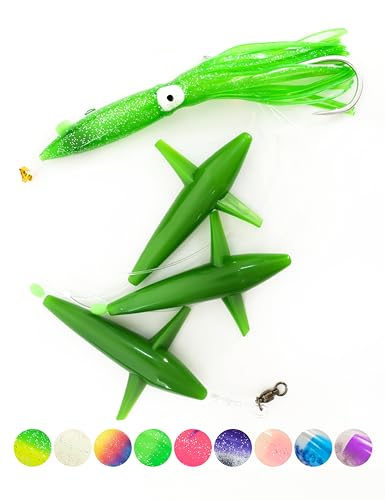 BLUEWING Fishing Daisy Ultimate Chain Big Game Daisy Bird Bulb Squid Trolling Bird Tuna Lures Fishing Teasers for Marlin Sailfish Fishing Green