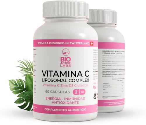 Vitamina C Liposomal con Zinc Vitamina D3 y Glutation 60 Capsulas Veganas – Alta Absorción Apoyo Inmune y Antioxidante Celular – Suplemento Premium para Defensas Energía y Piel Sana