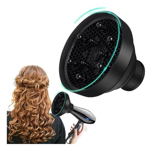 Difusor de Silicone Dobrável Universal para Secador de Cabelo Preto, Portátil e Compacto, Ideal para Viagem, Define Cachos e Distribui o Ar Uniformemente – Qualidade Premium LNSTORE