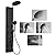 BATHLAVISH Black Shower Tower 304 Stainless Steel Shower Panels System with 8-inch Rainfall Shower 4 Rain Massage Body Jets for Home Hotel Resort Bathroom Lavatory Wash