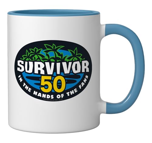 Taza de cerámica oficial Survivor Season 50 azul/blanca miniatura 2