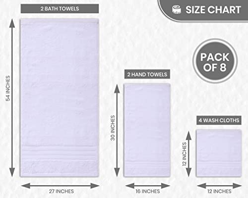 Akti Premium 8 Piece Bathroom Towel Set, 2 Bath Towel 2 Hand Towel 4 Wash Cloth Bathroom Set, 100% Cotton Bathroom Towels With 580 Gsm, Extra Absorbent & Quick Drying Towels For Bathroom - White #TOP5