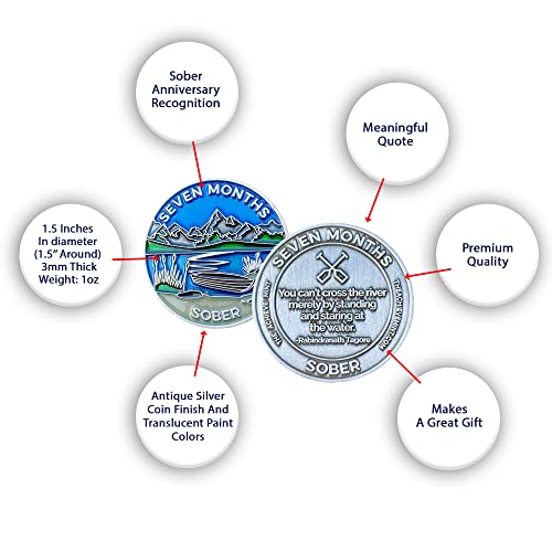 Image of The Achieve Mint 7 Months Sober Token | Seven Month Sober Chip | Non-AA Gift, Non-Religious Medallions for Men and Women Celebrating Sobriety