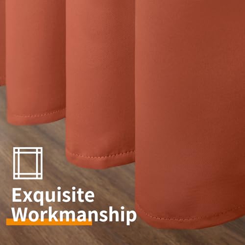 Image of YoungsTex Terracotta Blackout Curtains 54 Inch Length- Short Thermal Insulated Drapes with Grommet Room Darkening Privacy for Bedroom Living Room Windows, 2 Panels, 42 x 54 Inch