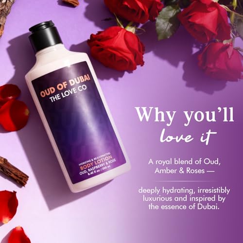 Image of THE LOVE CO. Oud of Dubai Body Lotion for Women 250ml | Floral Fragrance | Deep Moisturizing, Non-Sticky Formula | Luxury Body Care Gift