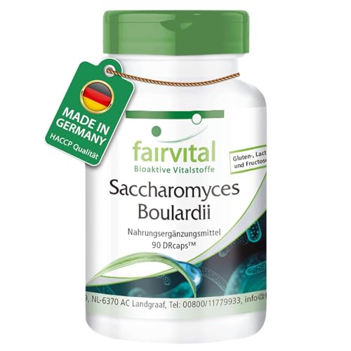 fairvital Saccharomyces Boulardii 90 Kapseln schluckfreundlich HOCHDOSIERT mit 320mg pro Kapsel VEGAN standardisierte wohlwollende Hefekultur