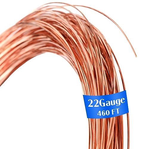 Pelopy Square Pure Copper Wire Solid Bare Copper Wire Square Wire for Jewelry Making Dead Soft Square Wire Electrical Wire Jewelry Wire Tarnish Resistant,1 lb Roll (22Gauge,460