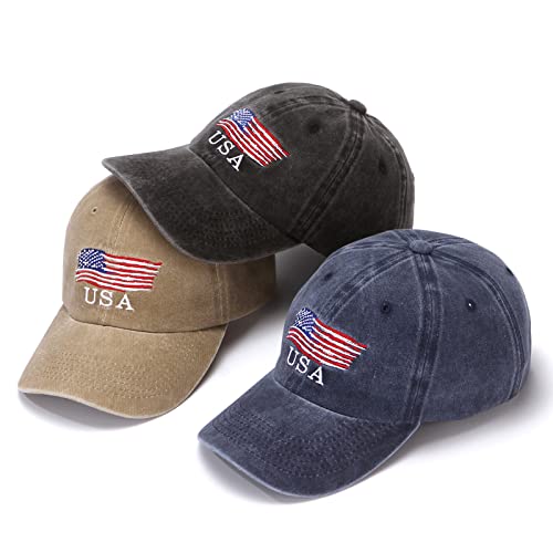 American Flag Baseball Cap Vintage Washed Distressed Cotton For Men And Women Adjustable Classic Dad Hat (Navy) #TOP1