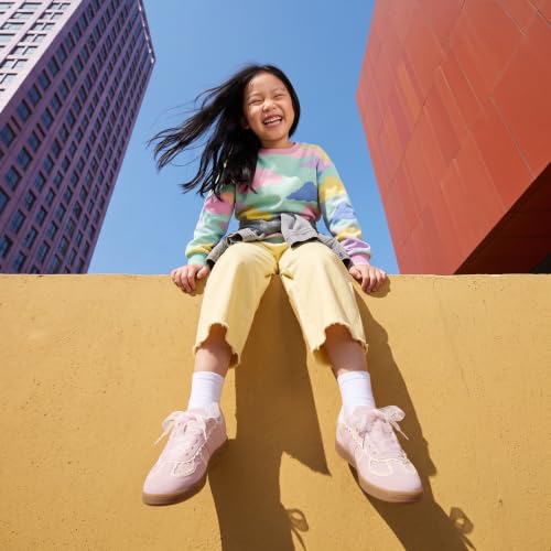 Image of CUSHIONAIRE Belinda Lace Detail Casual Sneakers for Girls - Ribbon Lace-Up Girls Shoes with Soft Cushion Support