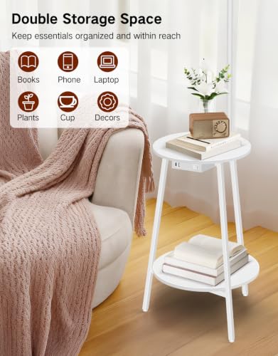 Lámpara de pie LED regulable con mesa auxiliar USB para salón 4