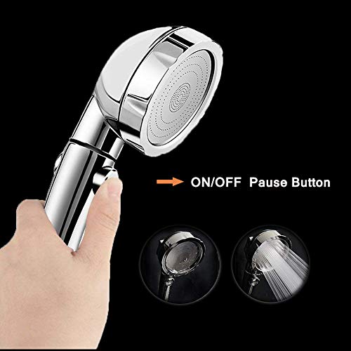 Marbrasse High Pressure Shower Head, 3-Settings Handheld Showerhead With On/Off Full Shutoff Push Button And Switch To Control Flow, Angle-Adjustable Water Saving Body Sprays(Chrome) #TOP1