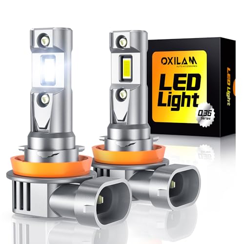 Image of OXILAM H11 LED Bulb H8 H9, 40000LM 60W, 900% Ultra-Bright 6500K White Fog bulb, 5 Min Quick Install, 10 Years Lifespan, No Flicker, 99% Compatibility, Plug and Play, Pack of 2