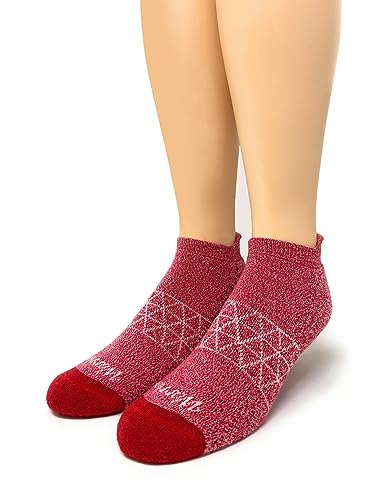 WARRIOR ALPACA SOCKS - All Day - Everyday - Terry Lined - Cushioned - All-Purpose Socks - Unisex (Medium, Red/White - Tab Anklet)