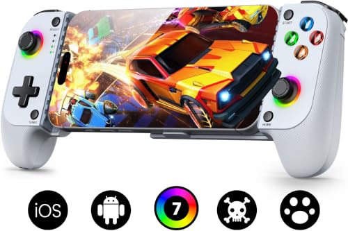 Image of NinjaPlusOX Wireless Phone Controller for iPhone /Android with Hall Joystick, Wireless Mobile Game Controller Support Xbox Game Pass, Steam Link, Call of Duty, Roblox, Handheld Gaming Gamepad, White