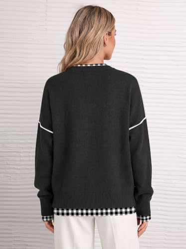 Image of Womens Sweaters Causal Crewneck Batwing Sleeve Knit Top Side Split Oversized Pullover Sweater Loose Jumper