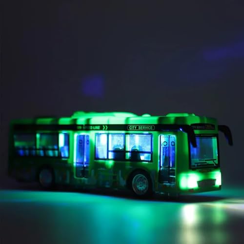 Image of School Bus Toy for Kids Long Plastic Bus with Light Music Open Door Collection Friction Power