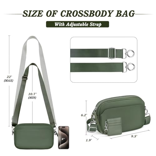 Image of TOPEAST Nylon Crossbody Bags for Women with Leather Card Holder - Mini Cross Body Purse with Adjustable Strap for Traveling