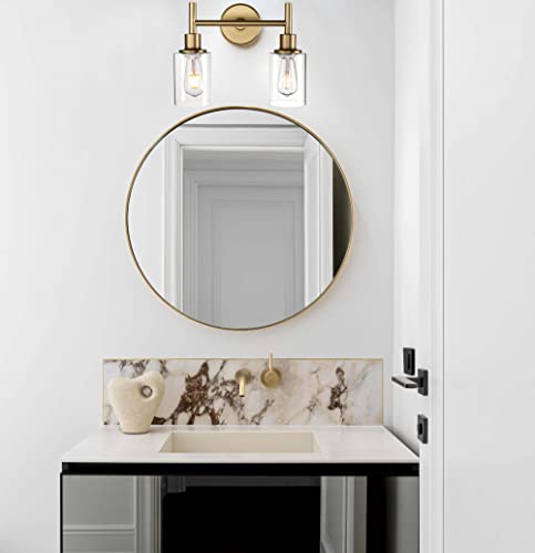 Phansthy Double Wall Sconce Light Antique Bronze Bathroon Light Fixture With 3.94 Inches Clear Glass Lamp Shade (Antique Bronze) #TOP5