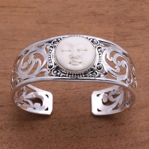 NOVICA .925 Sterling Silver Bone Cuff Bracelet | Hollow Open Bangle | Adjustable | Artisan Handcrafted Designer Collection | Snake Chain | Indonesia 'Ocean Soul' 6.25 in. L (end to end) x 0.8 in. W2