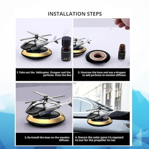 Image of Solar Aroma Car Air Freshener, Stylish Dashboard Rotating Perfume Diffuser, Rotating Aromatherapy, Solar Powered Autorotation Decoration for Car Interior, Refillable & Eco Friendly (HELICOPTER)