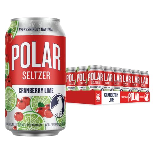 Polar Seltzer Water Cranberry Lime, 12 fl oz cans, 18 pack