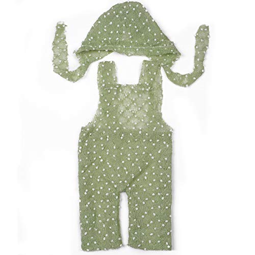 ISOCUTE Newborn Photography Outfits Prop Plaid Spring Green Baby Photo Hat Pants