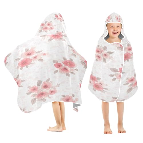 Kigai Small Flowers Hooded Beach Towel for Kids Soft Absorbent Quick Dry Bath Towel with Hood Lightweight Toddler Shower Pool Bath Wrap for Boys Girls