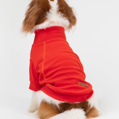 Image of Fitwarm 3 Pack Classic Fleece Dog Sweater, Winter Clothes for Small Dogs Boy Girl, Turtleneck Dog Sweatshirt, Pet Apparel, Orange Red, Royal Blue, Neon Yellow, XS
