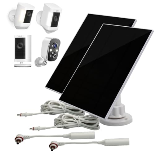 Ring Camera Solar Panel. Compatible with Ring Spotlight Cam Plus/Pro?Stick Up Cam/Pro,&Other USB-C/DC3.5 Plug Camera Battery?6V4W Fast Charger?2PCS?