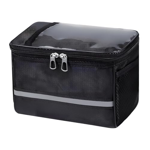 Disnace Bolsa Impermeable para Manillar de Bicicleta – Bolsa Delantera Pequeña con Franja Reflectante y Cremallera | Tela Oxford Resistente | Compatible con Bicis de Carretera, Montaña y Plegables