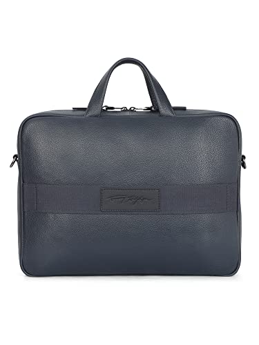 Tommy Hilfiger Galveston Men Leather Business Case Navy