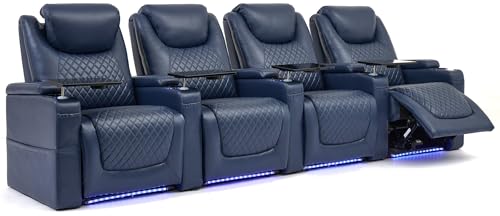 Airadlis Home Theater Recliner with Ambient Lighting & Tray