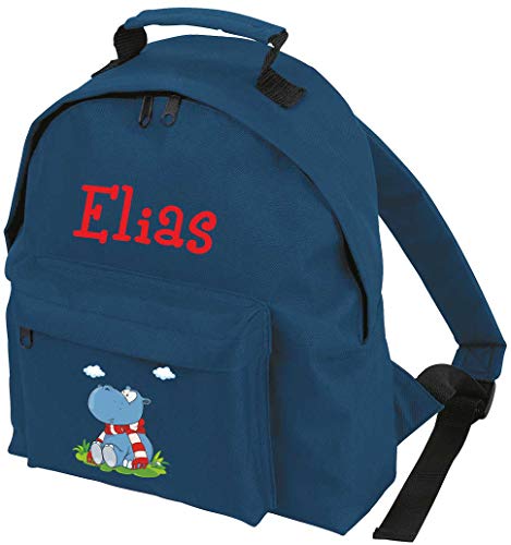 Mein Zwergenland Kindergartenrucksack Classic mit Name Nilpferd, 8 L, Dunkelblau Cover