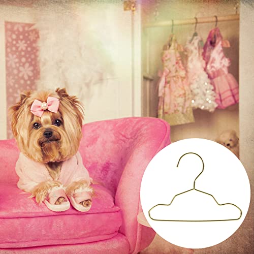 POPETPOP 10Pcs Metal Pet Hangers Mini Clothes Hanger Dog Hangers Pet Small Cat, Golden, 15x11cm - Image 3