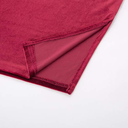 Women's Vintage Long Sleeve V-Neck Velvet Pencil Dress Wine Size L BP743-2