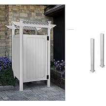 Zippity Outdoor Products ZP19009 Hampton Outdoor Shower Enclosure, White, 36" x 36" & ZP19011 Surface Mounts Vinyl Fence, White