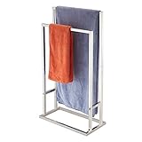 Freestanding Towel Rack，Naturous 2 Tier Metal Towel Bar Stand Stainless Steel Bathroom Towel/Kitchen Towel Rack Stand
