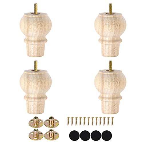 Maricome 4 Inch Unfinished Wood Legs For Furniture Set Of 4 Diy Furniture Feet For Sofa Couch Cabinet #TOP6