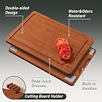 3 Packs Bamboo Cutting Board Set with Non Slip Feet Holder and Over Sink Nice Solid Thick Wood Juice Groove Chopping Board Extra Large Big Small Best Hardwood Kitchen Organic Vegetable Meat BBQ Kit - Image 4