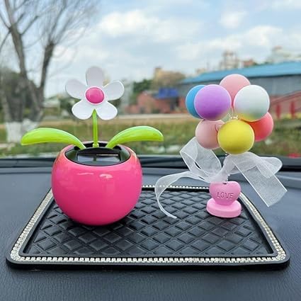 Rose Red Solar Dancing Flower Car Dashboard Decorations - Funny Solar Powered Dancing Flower Pot Car Ornaments Flower Swinging Toy for Car Decor Gifts for Friends Solar Power Kits