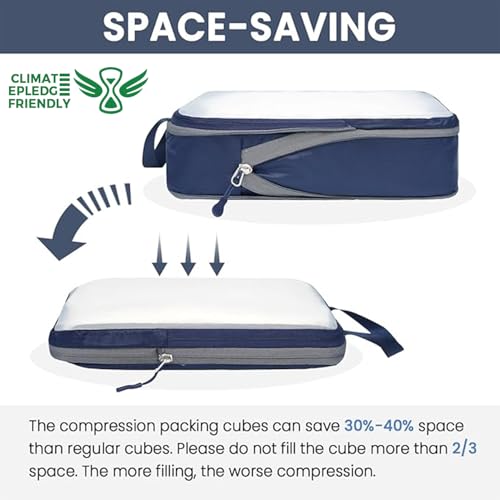 Image of BAGAIL 6 Set Ultralight Compression Packing Cubes Packing Organizer for Travel Accessories Luggage Suitcase Backpack