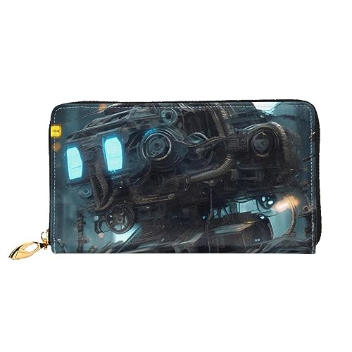 Portefeuille long pour femme noir grand format Future Robot idéal pour voyage