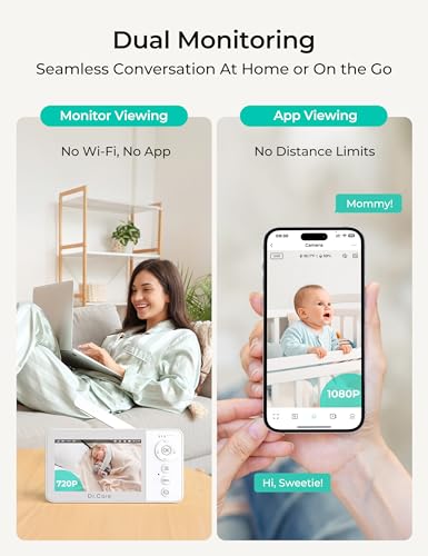 Image of Dr.Care VistaView Lite RB Smart WiFi Baby Monitor - 4 inch 720P Split Screen & 1080P Camera App Control, Motion Alerts, 2500mAh Removable Battery, HD Night Vision, 2-Way Talk, Multi-User, Triple Security
