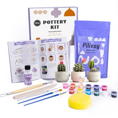 Pllieay Kit de cerámica creativo para adultos – Todo incluido : set de decoración de cerámica, herramientas y manual. ¡Kit DIY perfecto para casa!