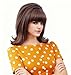 Rugelyss Short Brown Mixed Wig with Bang Retro Bouffant Beehive Wigs fits 80s Costume or Halloween Party